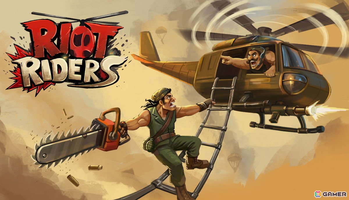 2人協力プレイ弾幕アクション「Riot Riders」が発表!1人はヘリコプター、もう1人はヘリにぶら下がりながら戦うカオスな戦闘システムに注目の画像