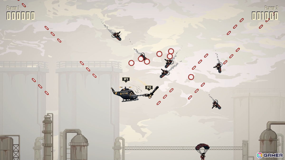 2人協力プレイ弾幕アクション「Riot Riders」が発表！1人はヘリコプター、もう1人はヘリにぶら下がりながら戦うカオスな戦闘システムに注目の画像8