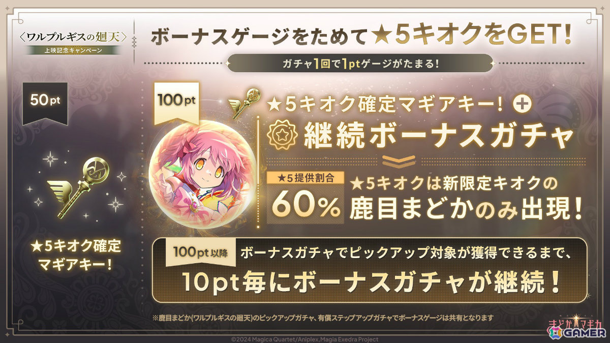 「魔法少女まどか☆マギカ Magia Exedra」鹿目まどか(ワルプルギスの廻天)が1体もらえる上映記念キャンペーンが開催!の画像