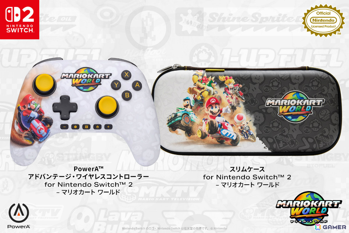 PowerA、「マリオカート ワールド」デザインのSwitch 2対応コントローラー&スリムケースを9月30日に発売の画像