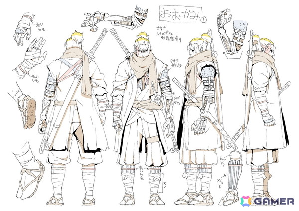 「SEKIRO: NO DEFEAT」岸田隆宏氏が手掛ける狼・九郎・葦名弦一郎のキャラクター設定画が公開！全身の細かなディテールや繊細な表情の数々に注目の画像1