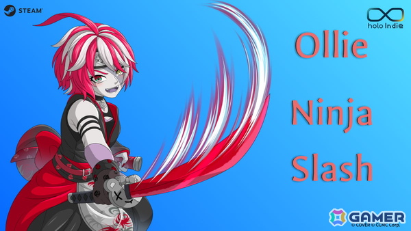 「ホロライブインドネシア」所属のクレイジー・オリーさんを主人公にした高難易度プラットフォームアクション「Ollie Ninja Slash」が9月18日に発売！の画像1