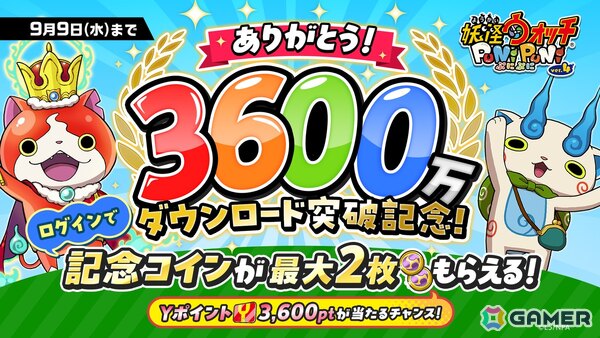 「妖怪ウォッチ ぷにぷに」が3,600万ダウンロードを突破！UZ+ランク「キング ジバニャン」などが手に入る記念コインがもらえるの画像1