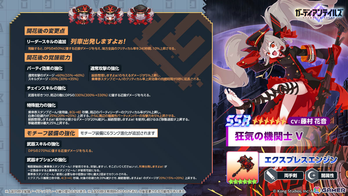 「ガーディアンテイルズ」狂気の機関士 V（CV：藤村花音）が登場！10連無料アイテムがもらえるログインボーナスキャンペーンもの画像