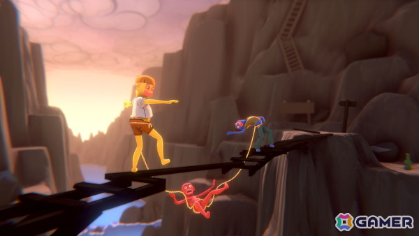 ロープで繋がった酔っぱらいを操作して帰宅を目指せ！4人協力アクション「Friendly Steps」がSteamで配信の画像