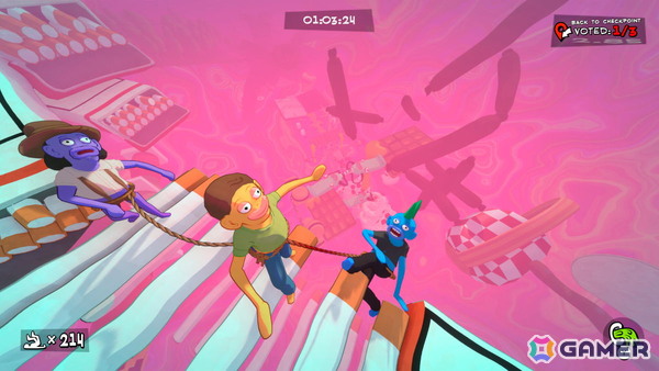 ロープで繋がった酔っぱらいを操作して帰宅を目指せ！4人協力アクション「Friendly Steps」がSteamで配信の画像