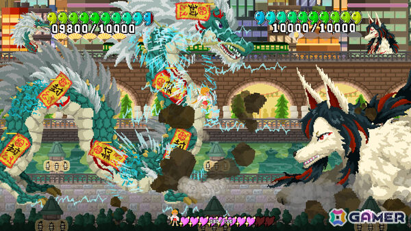 巫女ギャルとなって巨神VS巨神のガチバトルに挑む横スクロールアクション「巨神乃シノギ」Steamページが公開！の画像3