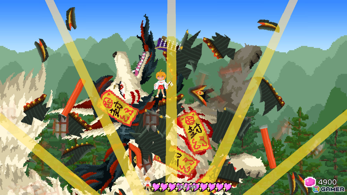 巫女ギャルとなって巨神VS巨神のガチバトルに挑む横スクロールアクション「巨神乃シノギ」Steamページが公開！の画像8