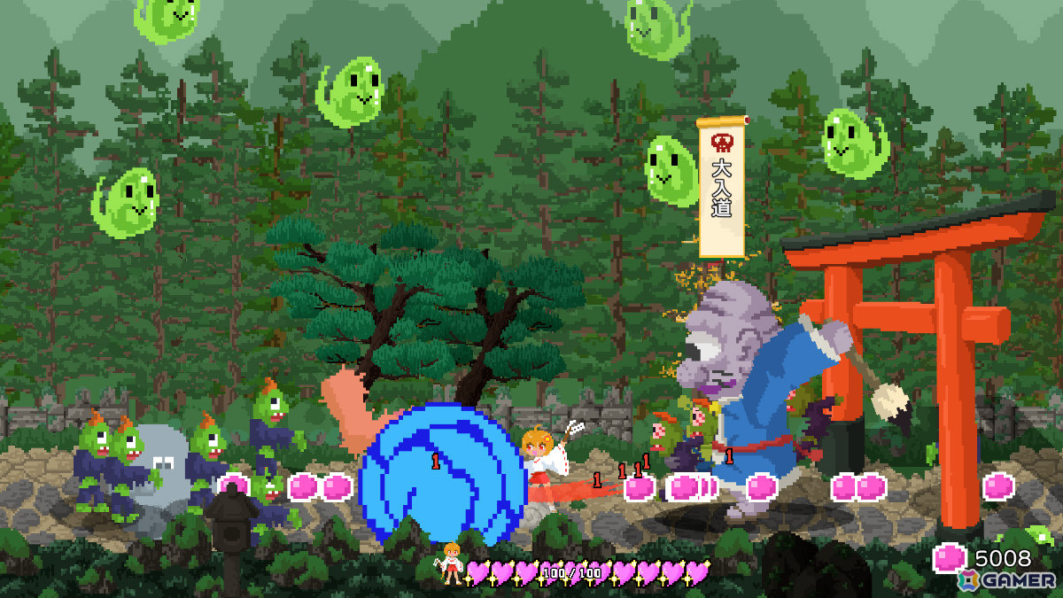巫女ギャルとなって巨神VS巨神のガチバトルに挑む横スクロールアクション「巨神乃シノギ」Steamページが公開！の画像9