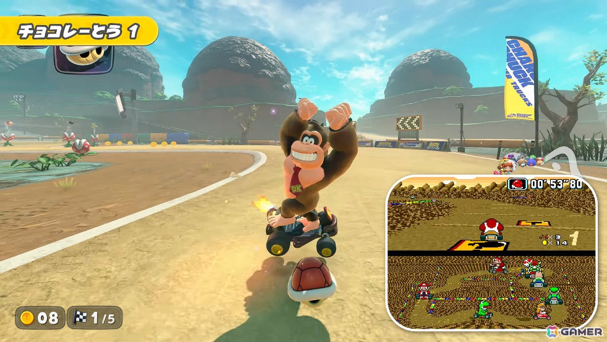 「マリオカート ワールド」無料アップデートで「スーパーマリオカート」のコースが登場!チョコレーとう、バニラレイクなど10コースの画像