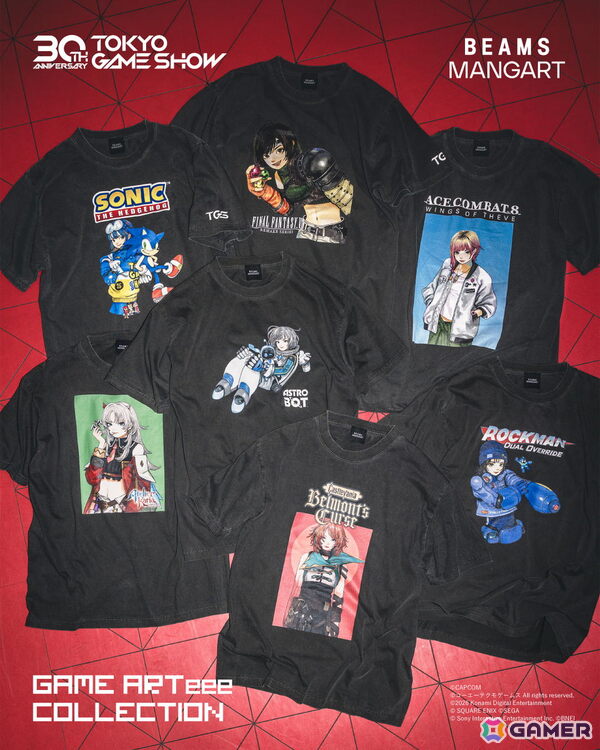 東京ゲームショウ2026とビームスのコラボTシャツが9月15日より発売！「カリアのアトリエ」や「エースコンバット8」デザインなどがラインナップの画像2