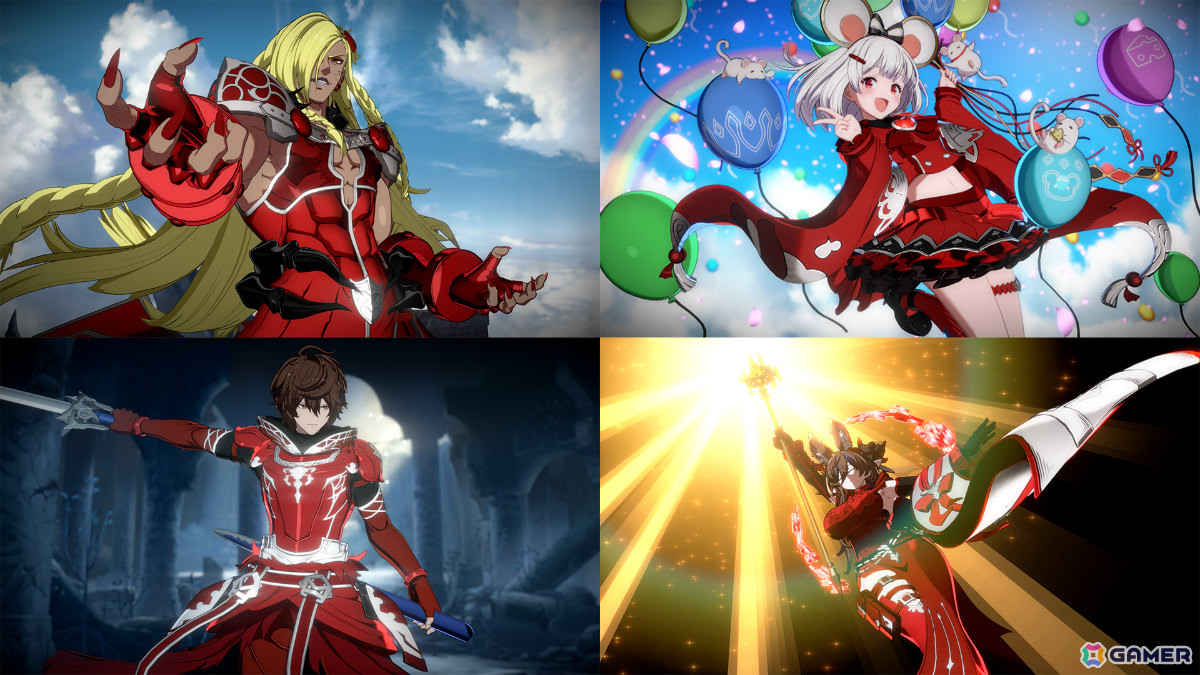 （左上から）キャラクターカラーNo.22「ベルゼバブ」,「ビカラ」,「サンダルフォン」,「ガレヲン」の4点が付属