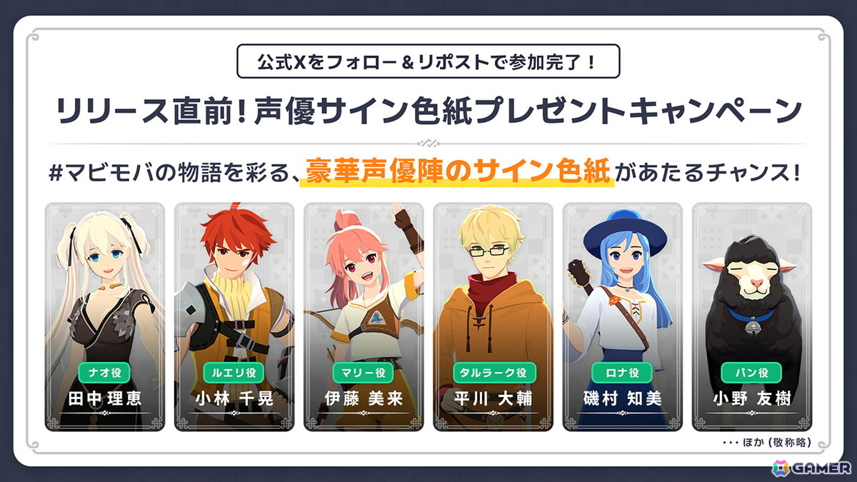 対象キャラクター、声優(一部)