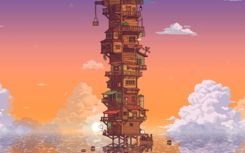 水面に浮かぶ小さな家を空へと伸ばしていく放置建築ゲーム「CELESTAY」リリース日が10月9日に決定！