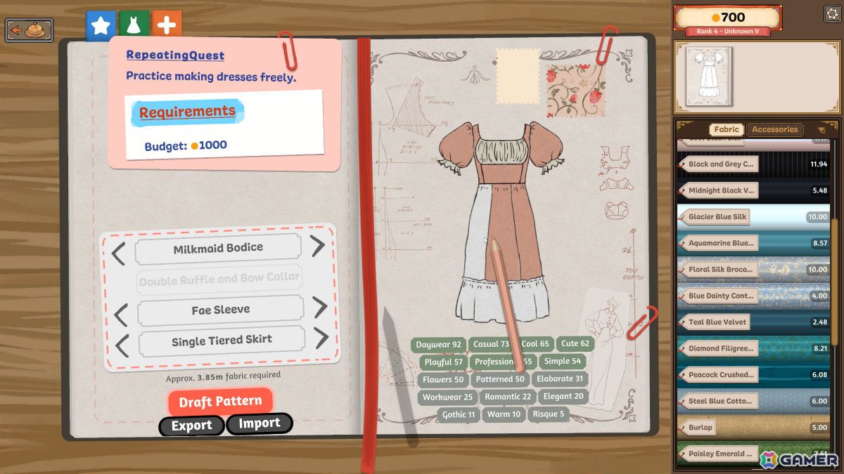 ドレス作りのあらゆる工程を自分の手で楽しめる仕立て屋クラフトゲーム「Dressmaker」がリリース！の画像3
