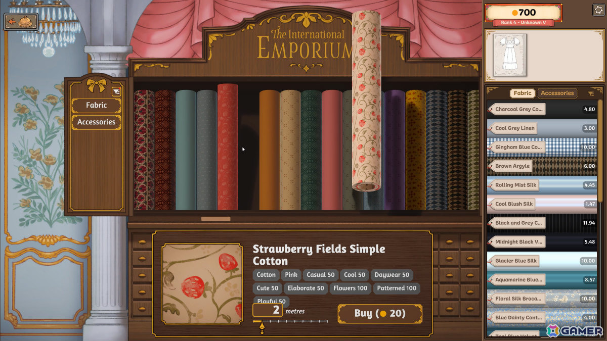 ドレス作りのあらゆる工程を自分の手で楽しめる仕立て屋クラフトゲーム「Dressmaker」がリリース!の画像
