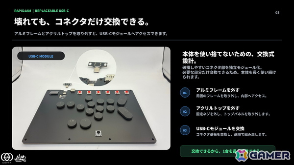 ラピッドトリガー搭載レバーレス「RapidJAM」が予約開始！16＋6ボタン＆交換可能なUSB-Cモジュールを採用の画像3