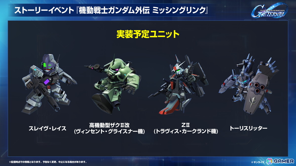 「SDガンダム ジージェネレーション エターナル」メインステージ「機動戦士Vガンダム」が9月30日に追加!V2アサルトバスターガンダム(EX)なども登場の画像