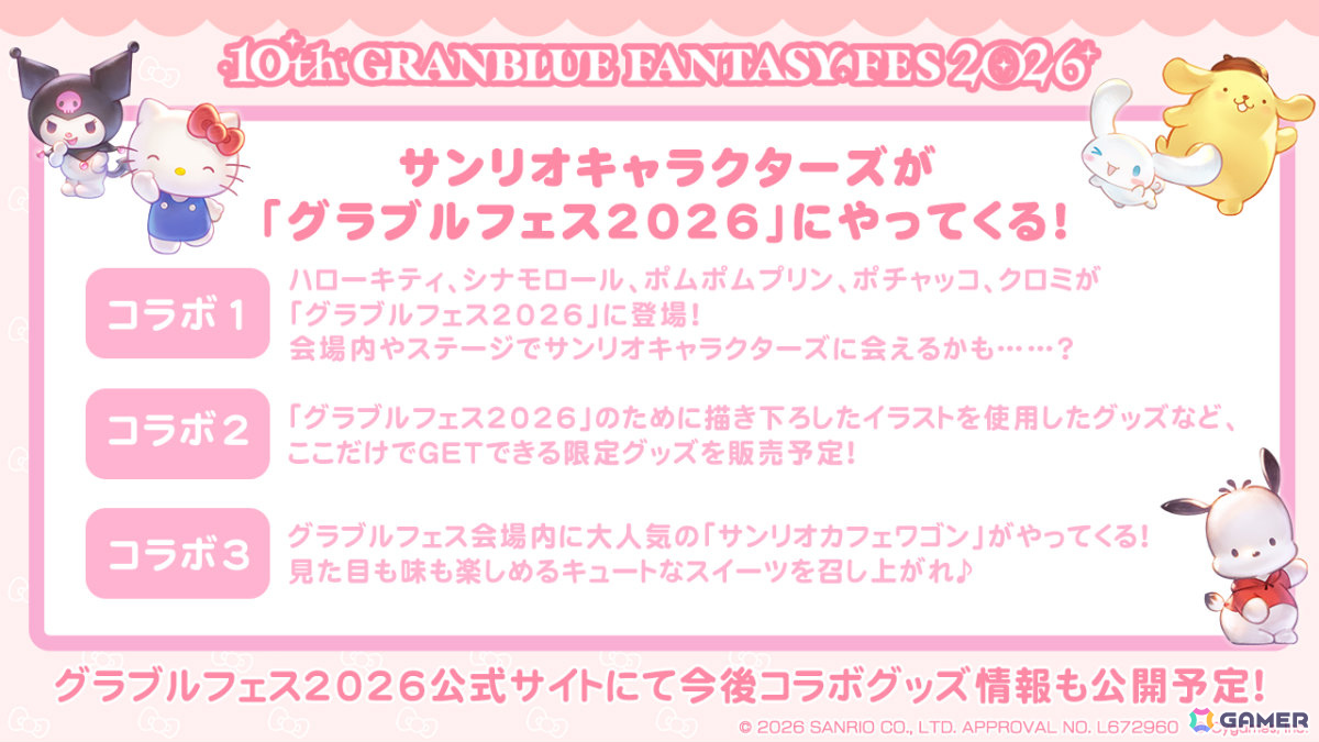 グラブルフェス2026の公式サイトが公開！サンリオキャラクターズとのコラボグッズやフードも登場の画像