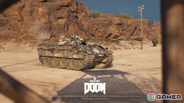 「World of Tanks」コラボ・バトルパス「DOOM」が10月1日より開催！2連装砲の戦車「FV225 Collector」がアージャントの力を宿した外観で登場の画像