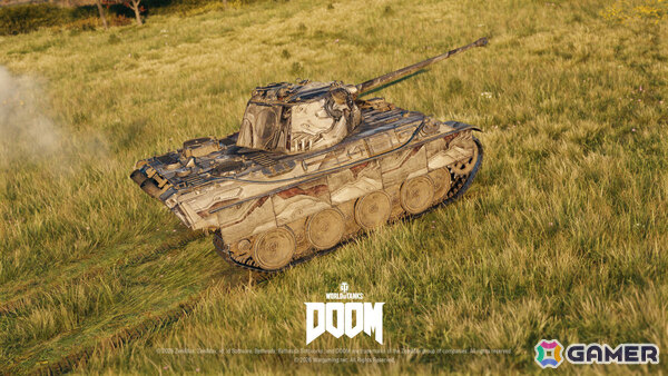 「World of Tanks」コラボ・バトルパス「DOOM」が10月1日より開催！2連装砲の戦車「FV225 Collector」がアージャントの力を宿した外観で登場の画像