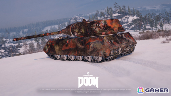 「World of Tanks」コラボ・バトルパス「DOOM」が10月1日より開催！2連装砲の戦車「FV225 Collector」がアージャントの力を宿した外観で登場の画像