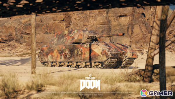 「World of Tanks」コラボ・バトルパス「DOOM」が10月1日より開催！2連装砲の戦車「FV225 Collector」がアージャントの力を宿した外観で登場の画像