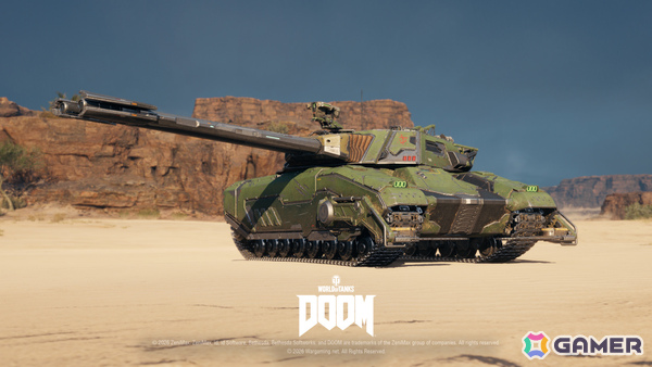 「World of Tanks」コラボ・バトルパス「DOOM」が10月1日より開催！2連装砲の戦車「FV225 Collector」がアージャントの力を宿した外観で登場の画像