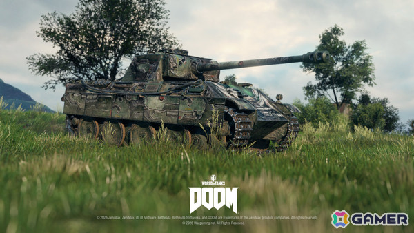 「World of Tanks」コラボ・バトルパス「DOOM」が10月1日より開催！2連装砲の戦車「FV225 Collector」がアージャントの力を宿した外観で登場の画像