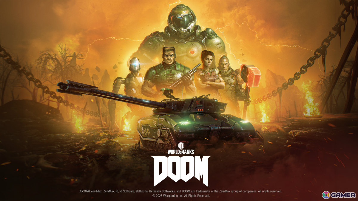 「World of Tanks」コラボ・バトルパス「DOOM」が10月1日より開催！2連装砲の戦車「FV225 Collector」がアージャントの力を宿した外観で登場の画像