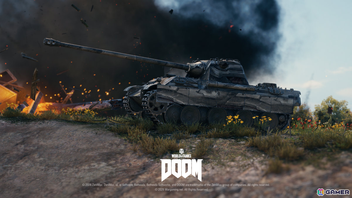 「World of Tanks」コラボ・バトルパス「DOOM」が10月1日より開催！2連装砲の戦車「FV225 Collector」がアージャントの力を宿した外観で登場の画像