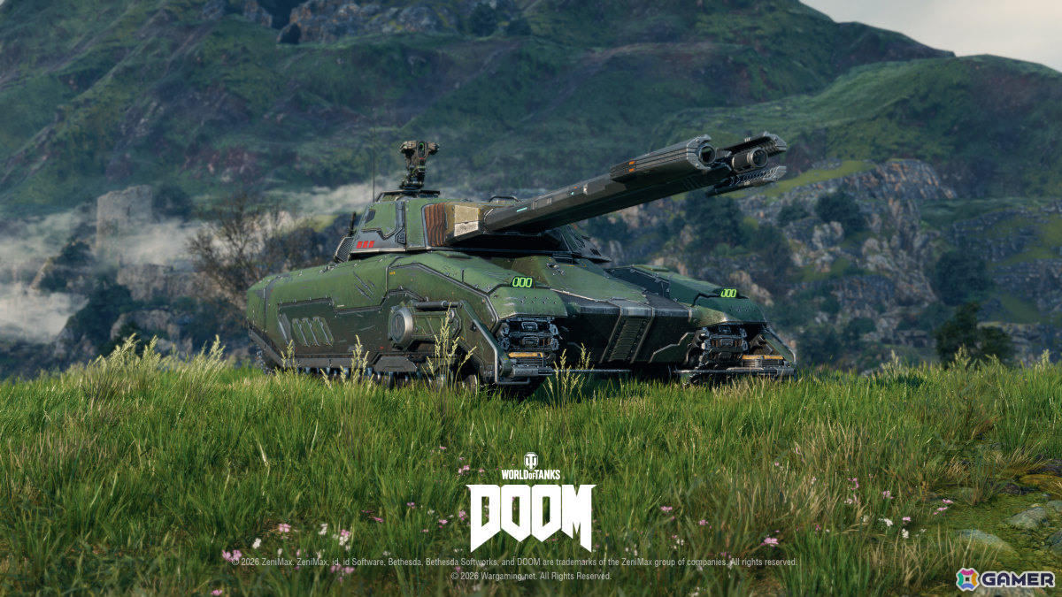 「World of Tanks」コラボ・バトルパス「DOOM」が10月1日より開催！2連装砲の戦車「FV225 Collector」がアージャントの力を宿した外観で登場の画像