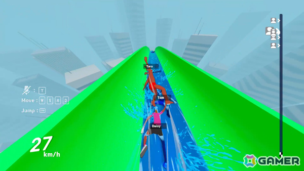 最大8人でウォータースライダーを駆け下りるパーティレースゲーム「AQUA FALL」デモ版が配信！誰よりも早くゴールのプールへ飛び込もうの画像2