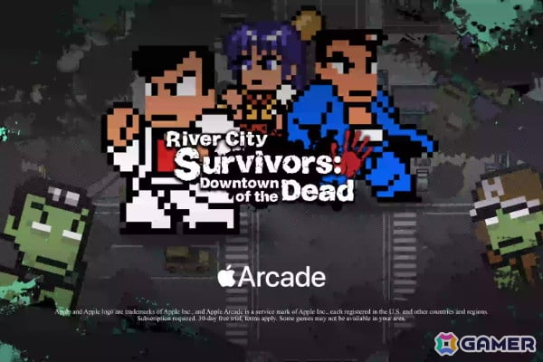 「くにおくんのサバイバーズ・オブ・ザ・デッド」Apple Arcadeで配信開始!ゾンビの大群をなぎ倒すサバイバーズライクの画像