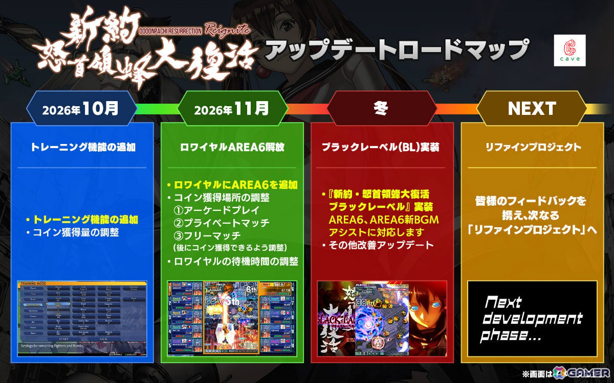 「新約・怒首領蜂大復活」トレーニング機能が実装!ロワイヤルのAREA6やブラックレーベルなど今後のアップデート計画も発表の画像