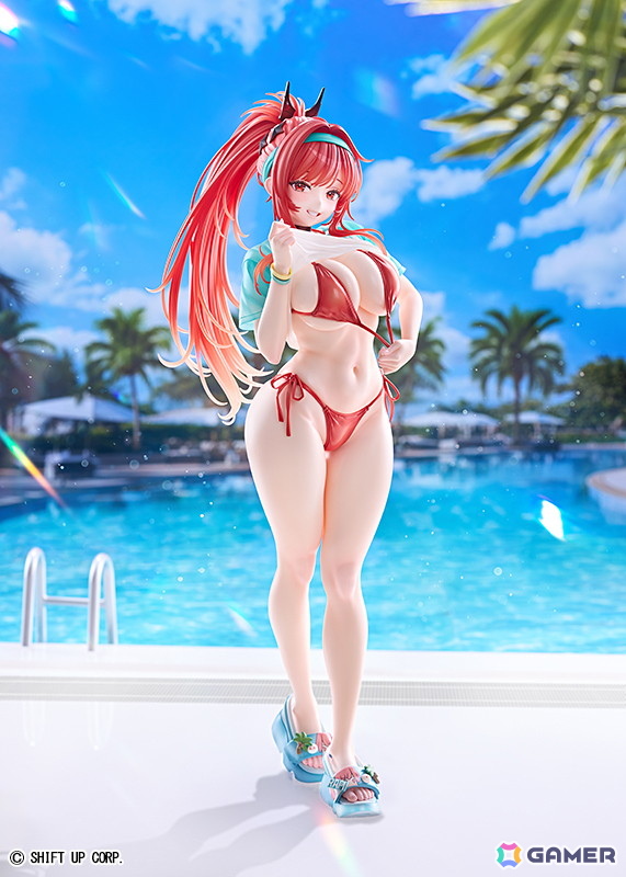 「勝利の女神：NIKKE」ラピ：レッドフードがレッドフレーバー衣装で登場！目を引く胸元や挑発的で美しいボディラインを1/4スケールのビッグサイズで再現の画像