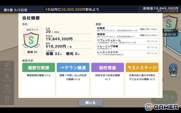 ポップな雰囲気とは裏腹に魔法少女を「使い捨て」にする経営シミュレーションゲーム「魔法少女かんぱに~」がunityroomで無料公開!の画像