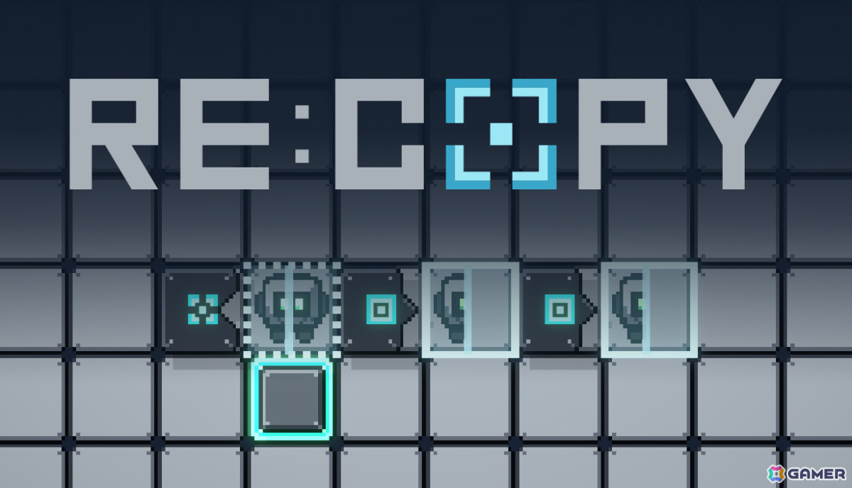盤面の一部をコピーして解く倉庫番風パズル「RE:COPY」Steamページが公開!手順を組み立てて箱や壁の模様の並びを目標パターンに揃えようの画像
