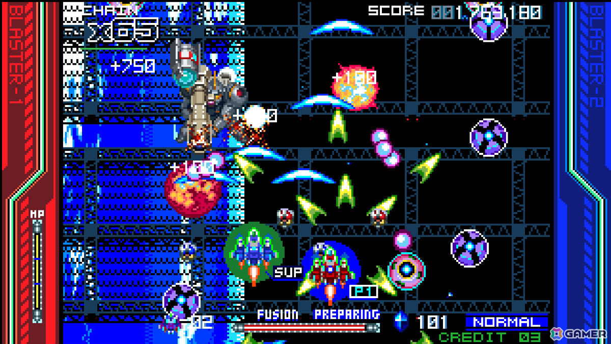 合体攻撃で敵弾ごと破壊する2人協力プレイ対応の縦スクロールSTG「Raging Blasters 2」体験版が公開！の画像2