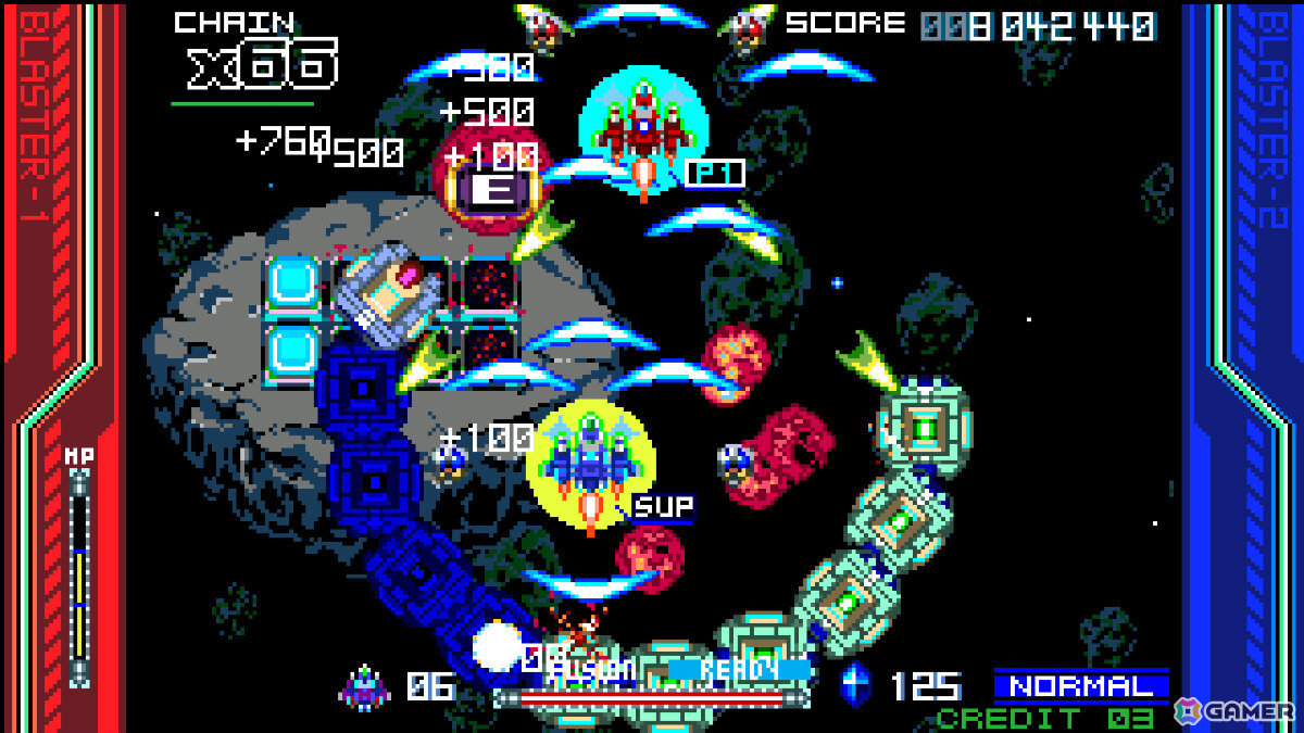 合体攻撃で敵弾ごと破壊する2人協力プレイ対応の縦スクロールSTG「Raging Blasters 2」体験版が公開！の画像5