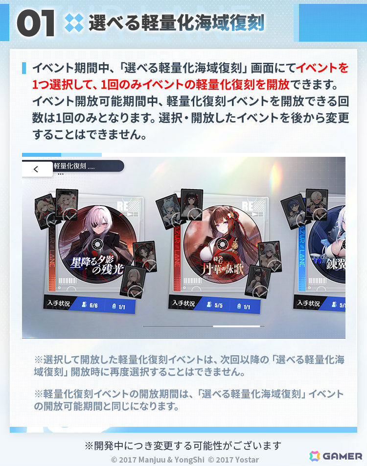 「アズレン」イベント「選べる軽量化海域復刻」が初開催！7つの復刻対象海域イベントから1つを選んで開放可能、対応する期間限定建造も同時開放の画像