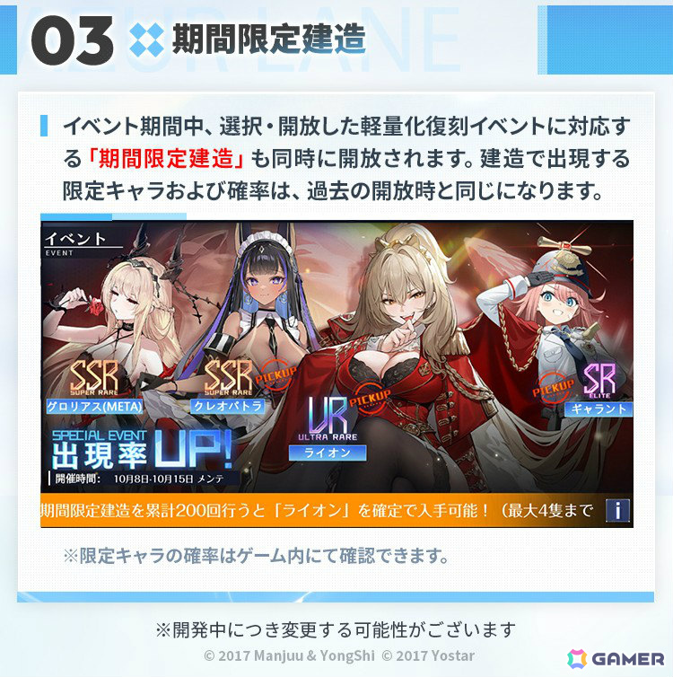 「アズレン」イベント「選べる軽量化海域復刻」が初開催！7つの復刻対象海域イベントから1つを選んで開放可能、対応する期間限定建造も同時開放の画像