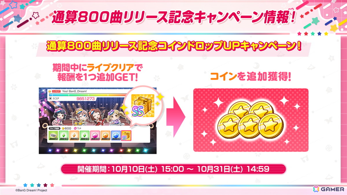 「ガルパ」通算800曲リリース記念キャンペーンが10月10日より開催!今後のカバー楽曲の追加情報、パラレルボーカル 2nd Seasonの歌唱楽曲もの画像