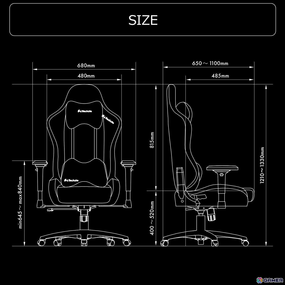Bauhutte「G-551HT」125台限定で発売!身長200cmまで対応する高身長・スリム体型向けゲーミングチェアの画像