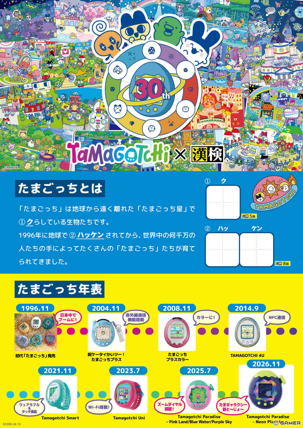 「『たまごっち』漢字検定」表