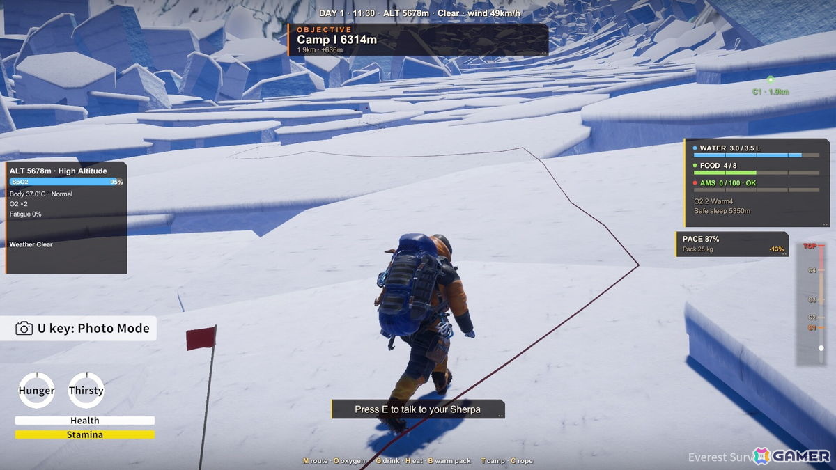 1:1で再現されたエベレストの登頂を目指す登山サバイバルゲーム「Everest: Survival Simulator」が10月29日に発売！の画像2