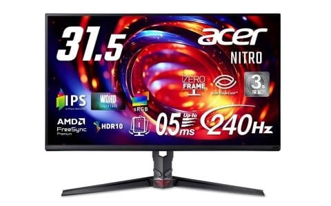 Acer Nitroの31.5インチWQHDゲーミングモニターが49,490円に！240Hz対応モデルがAmazonで10％オフ