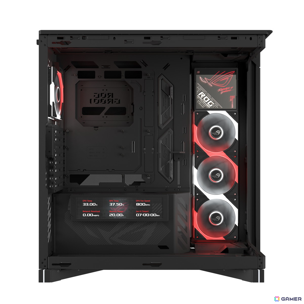 9.2インチ液晶搭載のフルタワーPCケース「ROG CRONOX ARGB」が登場！最大14基のファンに対応の画像