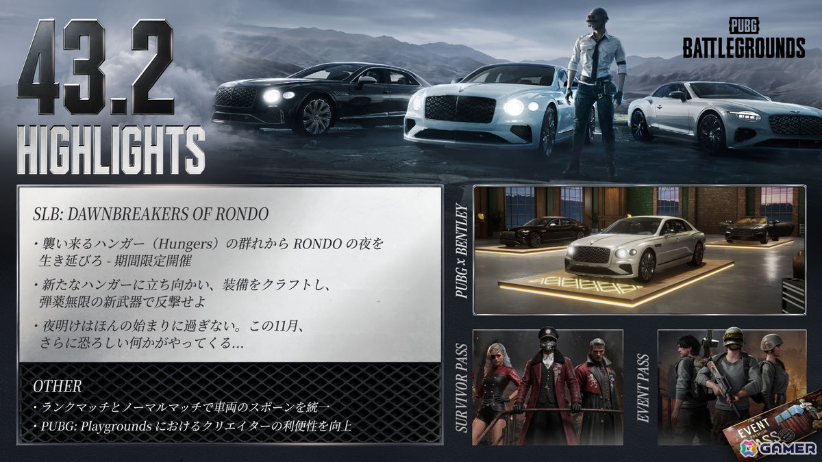 「PUBG: BATTLEGROUNDS」高級自動車ブランド「ベントレー」とのコラボや最大4人協力型PvEモードなどを実装する43.2アップデートが配信！の画像10