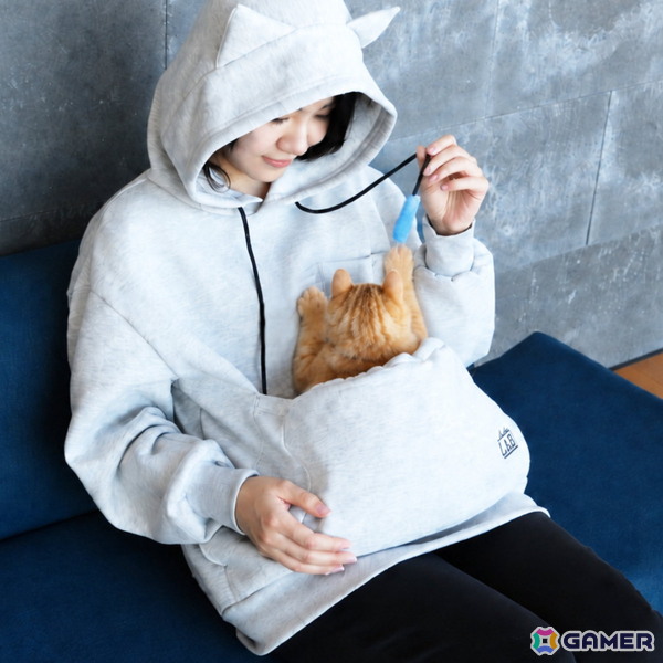 猫をお腹のポケットに入れてゲームができる「にゃんガルーパーカー3」発売！猫じゃらし紐＆撮影用スマホポケットを新搭載の画像11